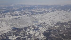 冬の北見市を空撮