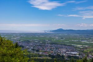 展望台から見た七飯町の町並み