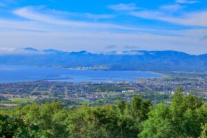 円山展望台から望む岩内町の町並み